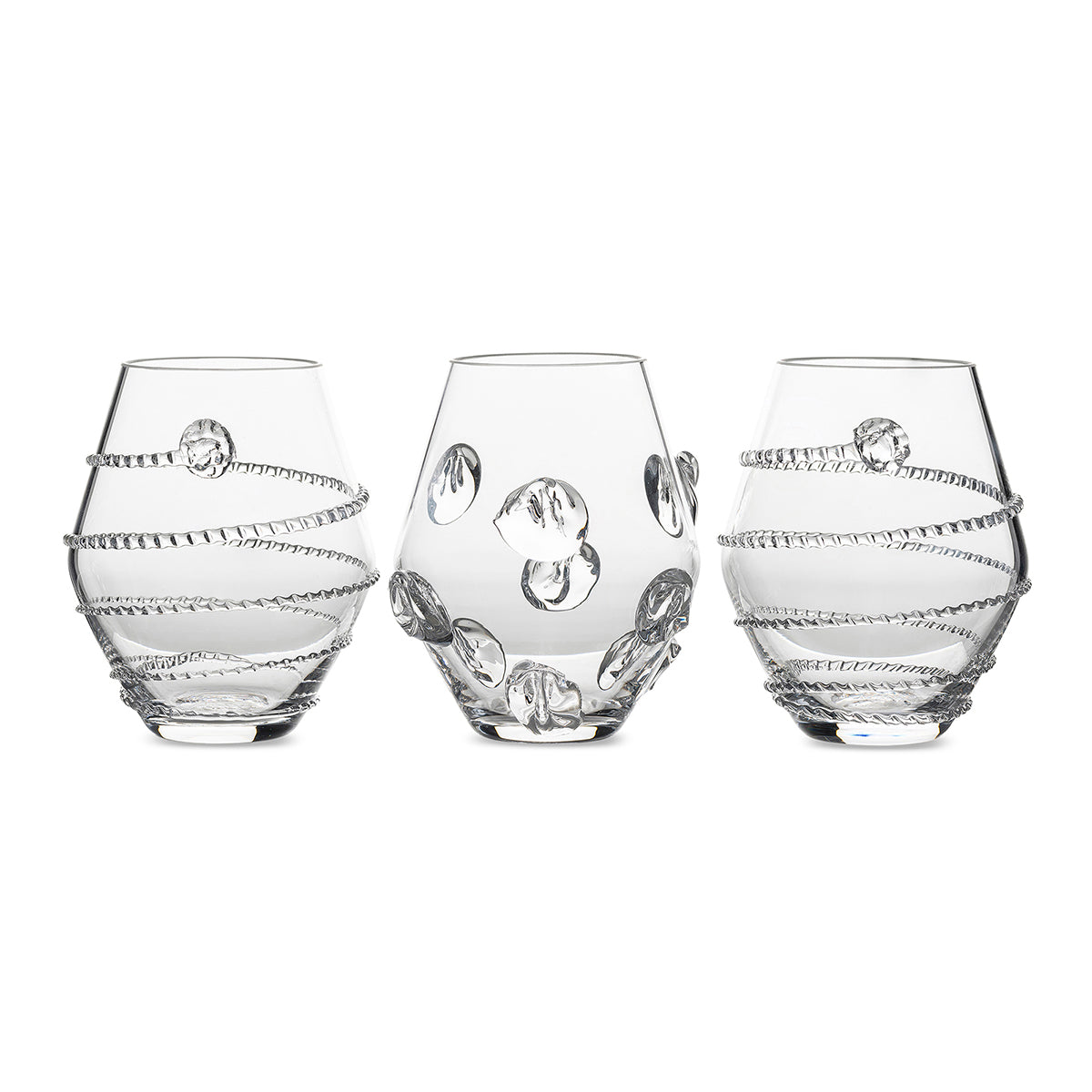 A trio of petite mix & match Florence and Amalia Bohemian glass vases fun to arrange as a centerpiece or select a few joyful blooms for each to brighten your living spaces.
