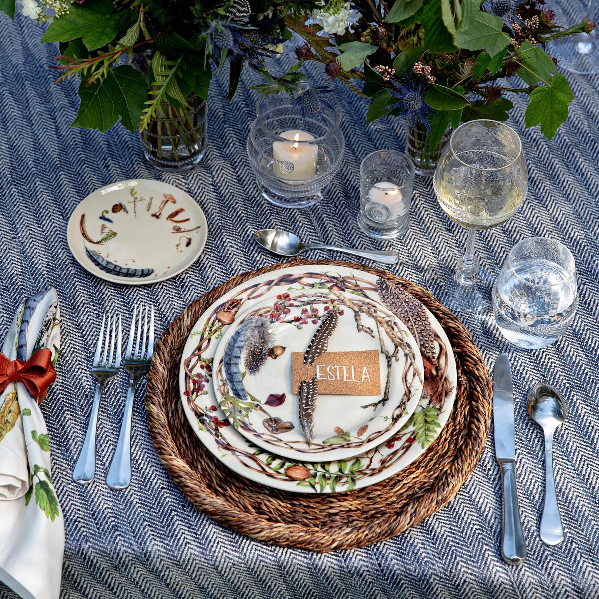 Bistro Bright Satin 5pc Place Setting, styled table setting view