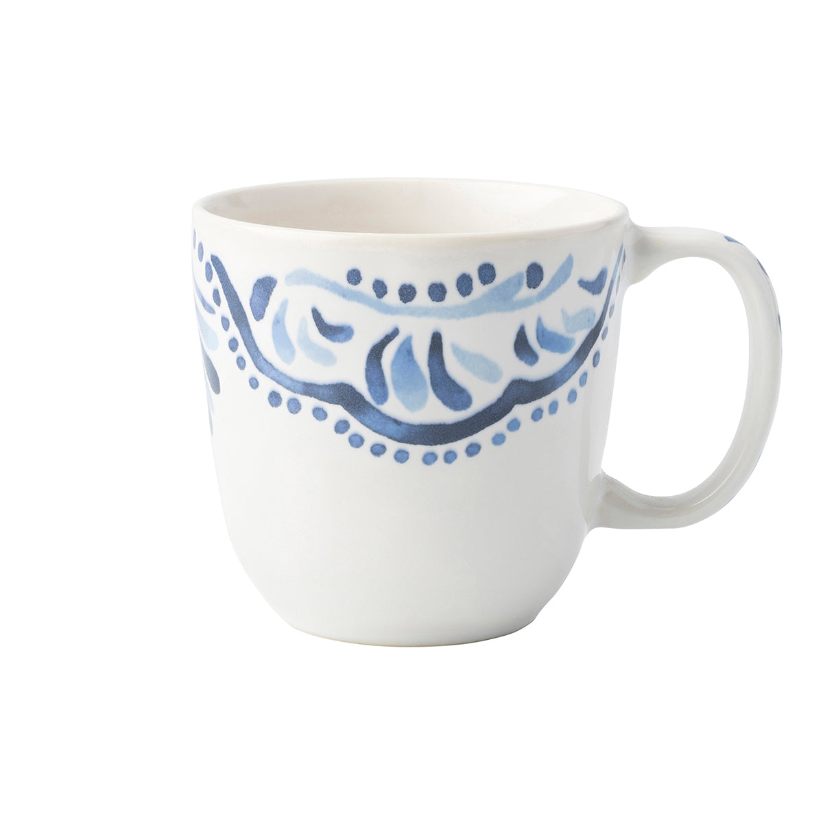 From our Wanderlust Collection- A journey to the sandy Iberian coast inspired this Iberian Journey motif. We've reinterpreted this region's stunning cobalt blue painted tiles onto key accent pieces such as this cofftea cup.