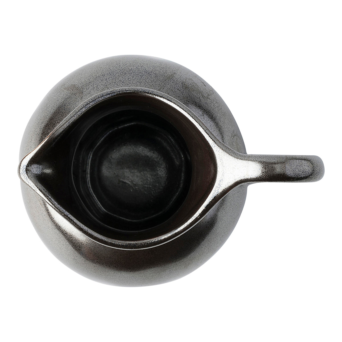 Pewter Stoneware Creamer, styled table setting view