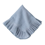 Ridiculously feminine and irresistibly pretty, our Mademoiselle napkin in dreamy chambray blue with knife-pleat ruffle border adds romantic emphasis to every tablescape.