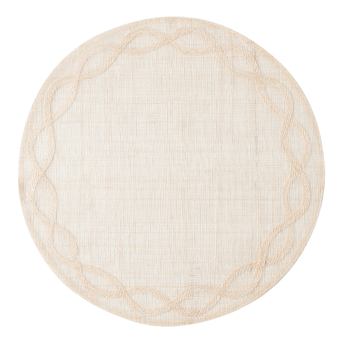 Inspired by the formal gardens of Paris, our Tuileries Garden placemat encircles your place setting with a delicate appliqued border. The soft and airy weave of our Natural mat is casual and fresh.