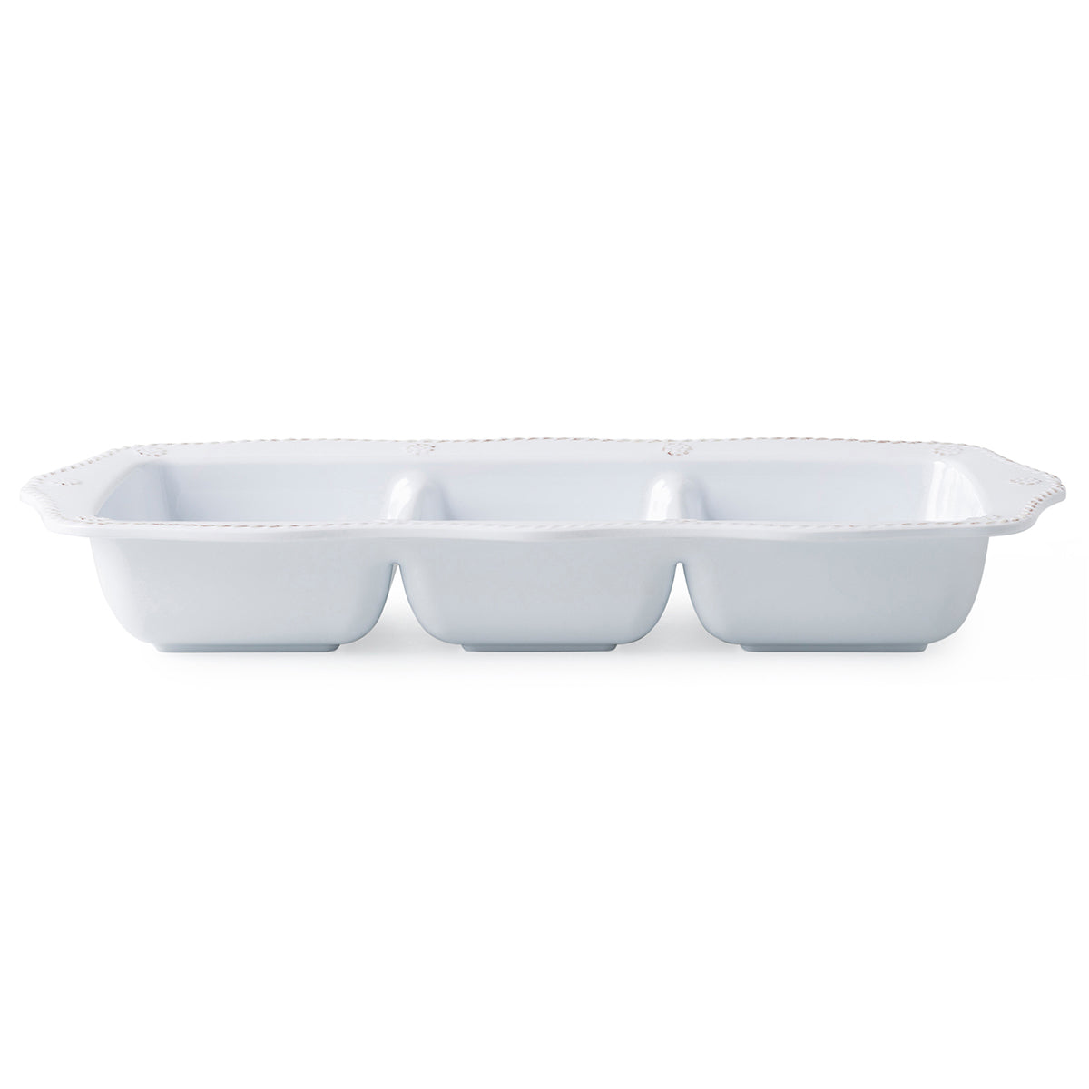 Whether its guacamole, cocktail peanuts or pretzel twists, this quintessential Berry & Thread serving piece helps arrange a trio of your desired appetizers or accouterments for any gathering in durable melamine. From assorted dips to tasty tidbits, this piece flawlessly accommodates your entertainment needs, both easy to wash and move anywhere you need either pre, during or post event.