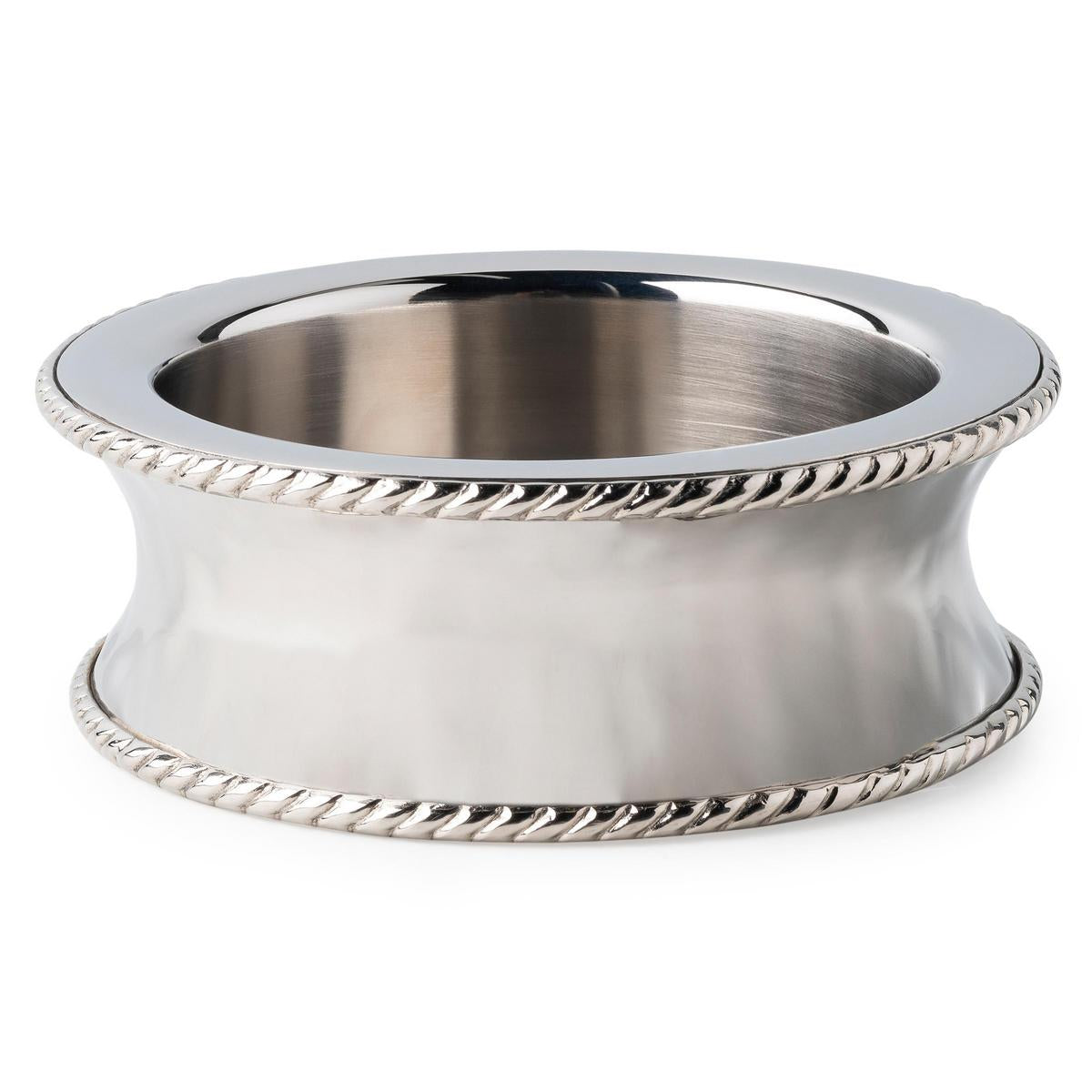 Decorated with a tidy trimming of simple thread, each piece in our Graham barware collection is handmade in hammered stainless steel and polished to brilliance. This wine coaster is double walled to prevent condensation and accommodates a bottle of wine or champagne.