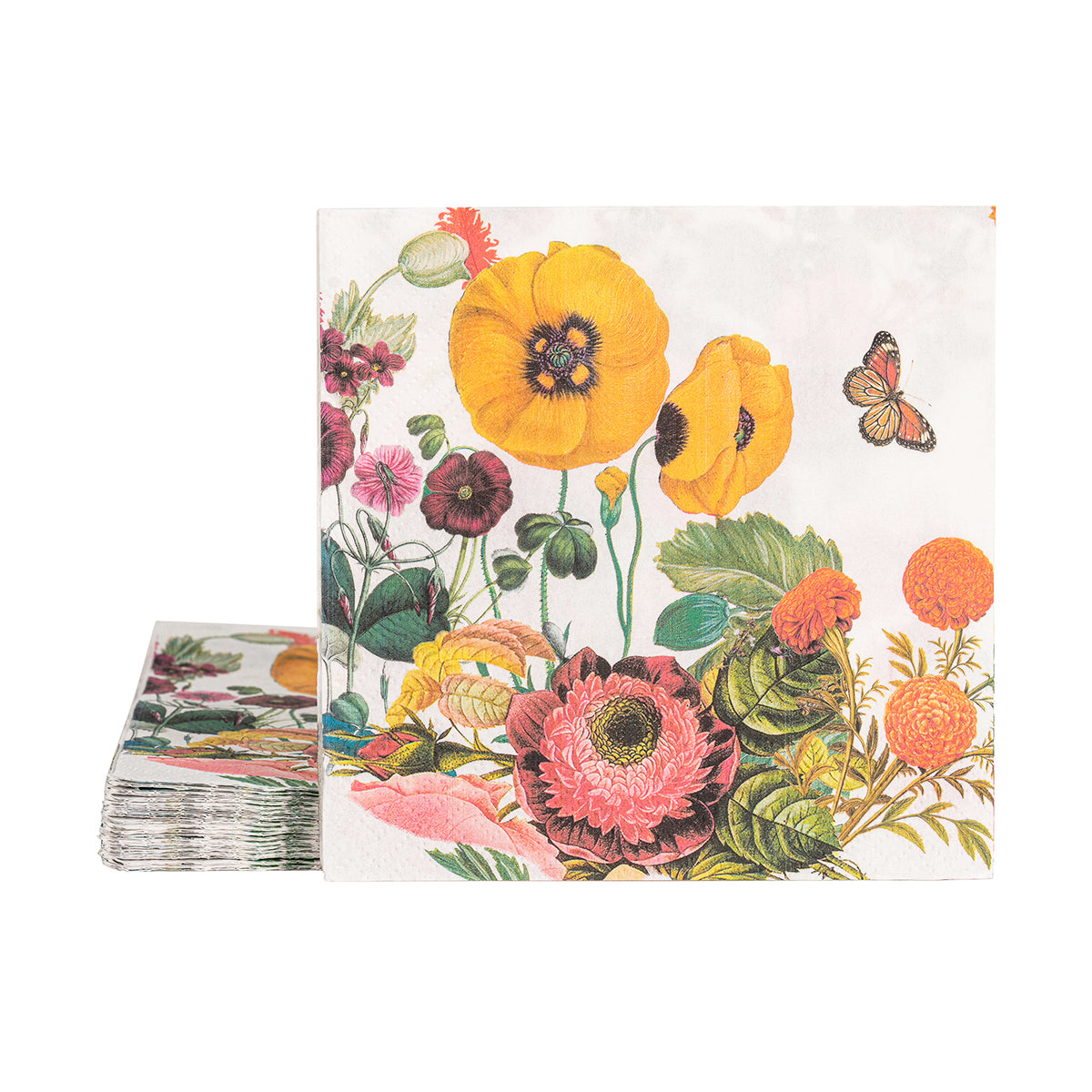 Equal parts pretty and practical, we’ve taken our elegant Field of Flowers linen napkins and put them on paper. Our bold and bright floral motif is now offered in a handy pack of 20 paper napkins for your culinary adventures and open-air occasions, from picnics in the park to tea on the patio. 
