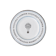 Romantic vistas are the playgrounds of hot air balloons, and this one is no exception - encircled by our hand sketched L’amour Toujours border replete with a sprinkling of hearts - you’ll want to take this chic black, white, and blue plate to the backyard for cocktail hour at sunset, or to the porch for croissants at sunrise. 